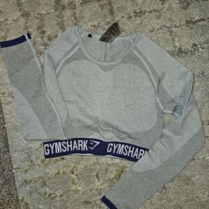 Gymshark Light Gray Long Sleeve Crop Top